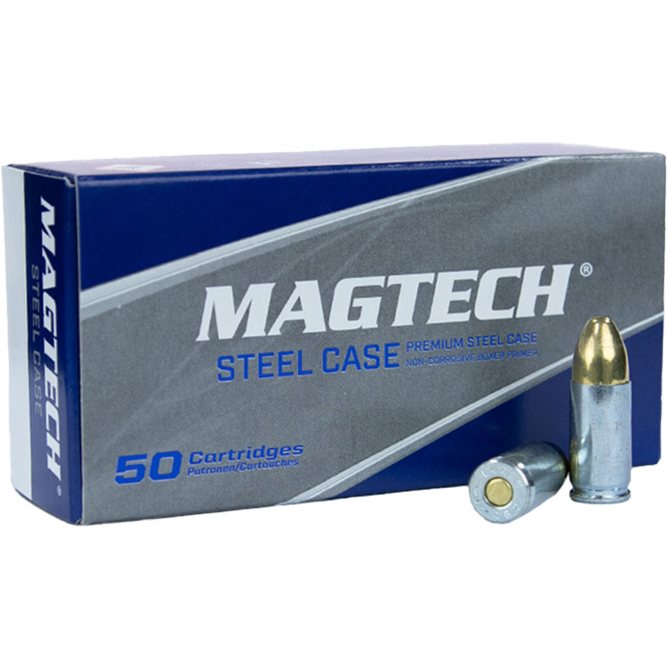 Magtech Pistol Ammo 9mm Luger Steel Case 115 Gr. Fmj 50 Rd.