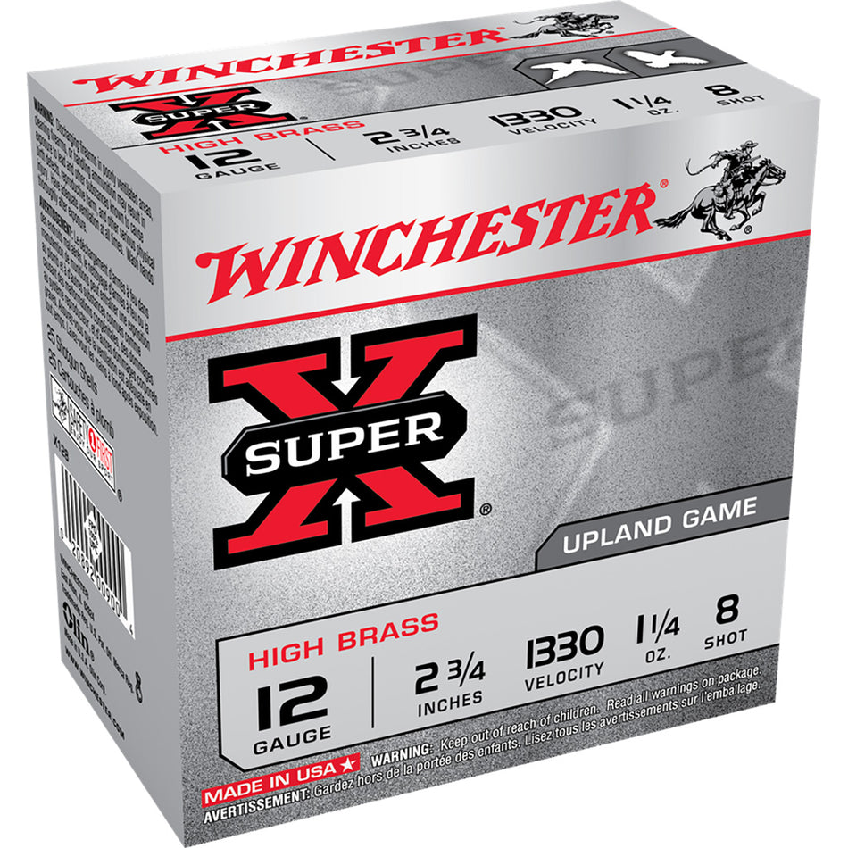 Winchester Super-x High Brass Load 12 Ga. 2.75 In. 1 1/4 Oz. 8 Shot 25 Rd.