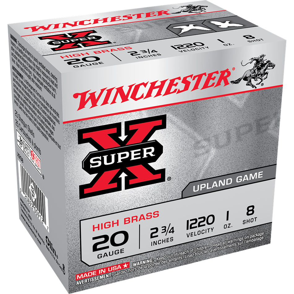 Winchester Super-x High Brass Heavy Game Load 20 Ga. 2.75 In. 1 Oz. 8 Shot 25 Rd.