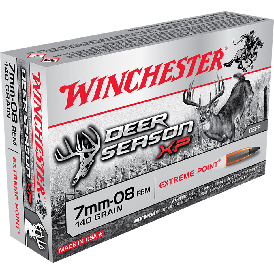 Winchester Deer Season Xp Rifle Ammo 7mm-08 Rem. 140 Gr. Extreme Point Polymer Tip 20rd