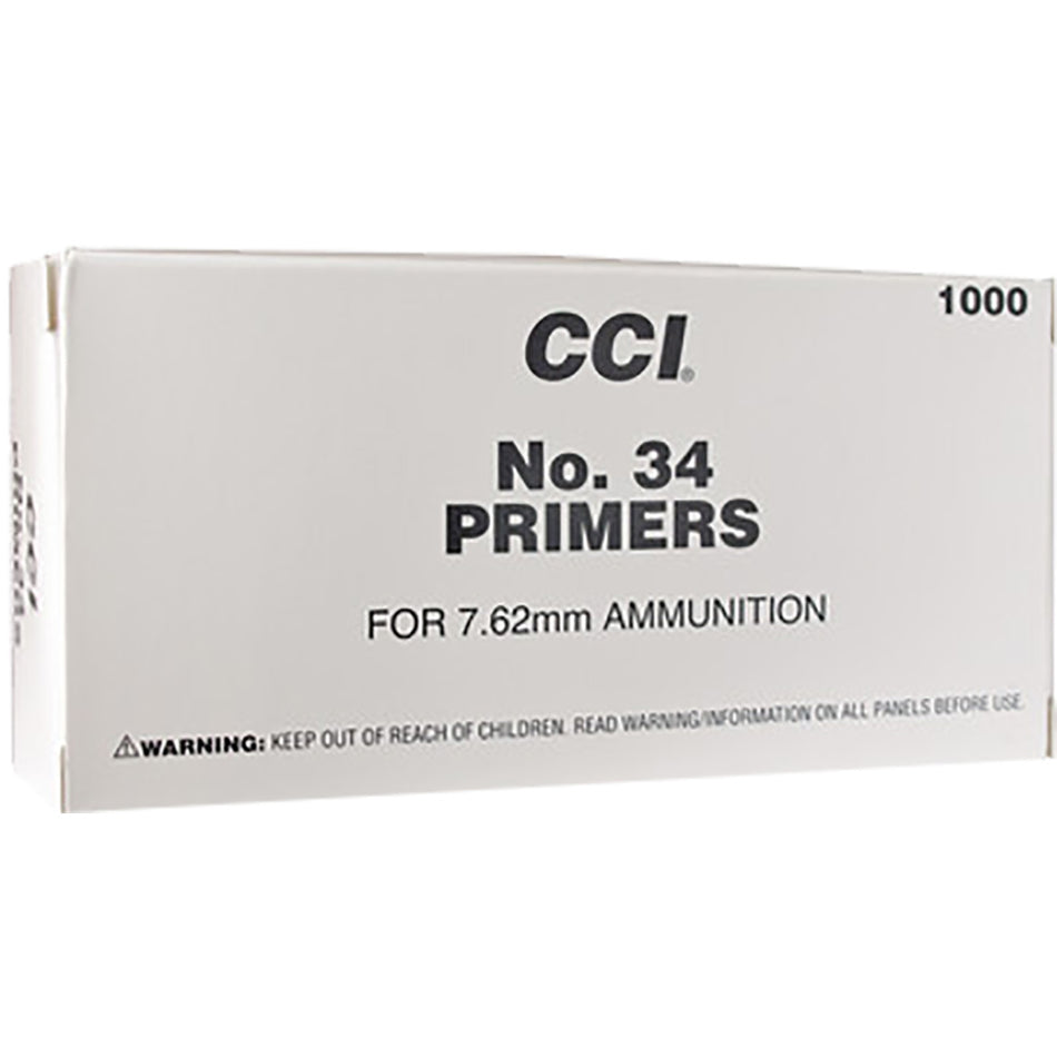 Cci Military Primers No. 34 For 7.62mm 1000 Ct. Hazmat