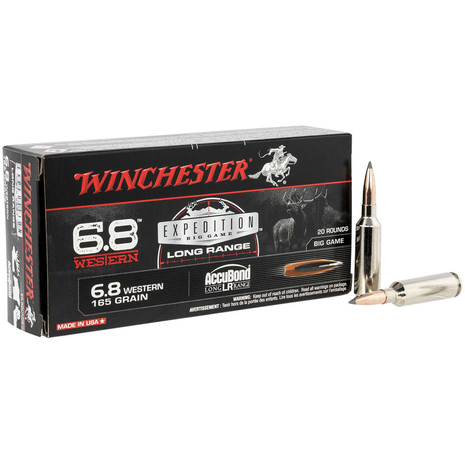 Winchester Expedition Big Game Long Range Ammo 6.8 Western 165 Gr. Accubond Lr 20 Rd.