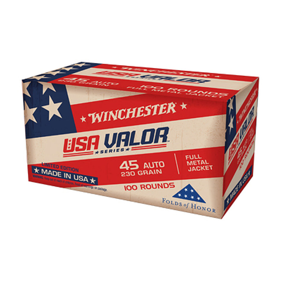 Winchester Usa Valor Pistol Ammo 45 Acp 230 Gr. Fmj 100 Rd.