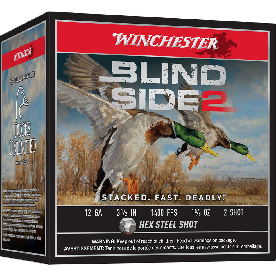 Winchester Blind Side 2 Shotgun Ammo 12 Ga. 3.5 In. 1 5/8 Oz. Hv 2 Shot 25 Rd.