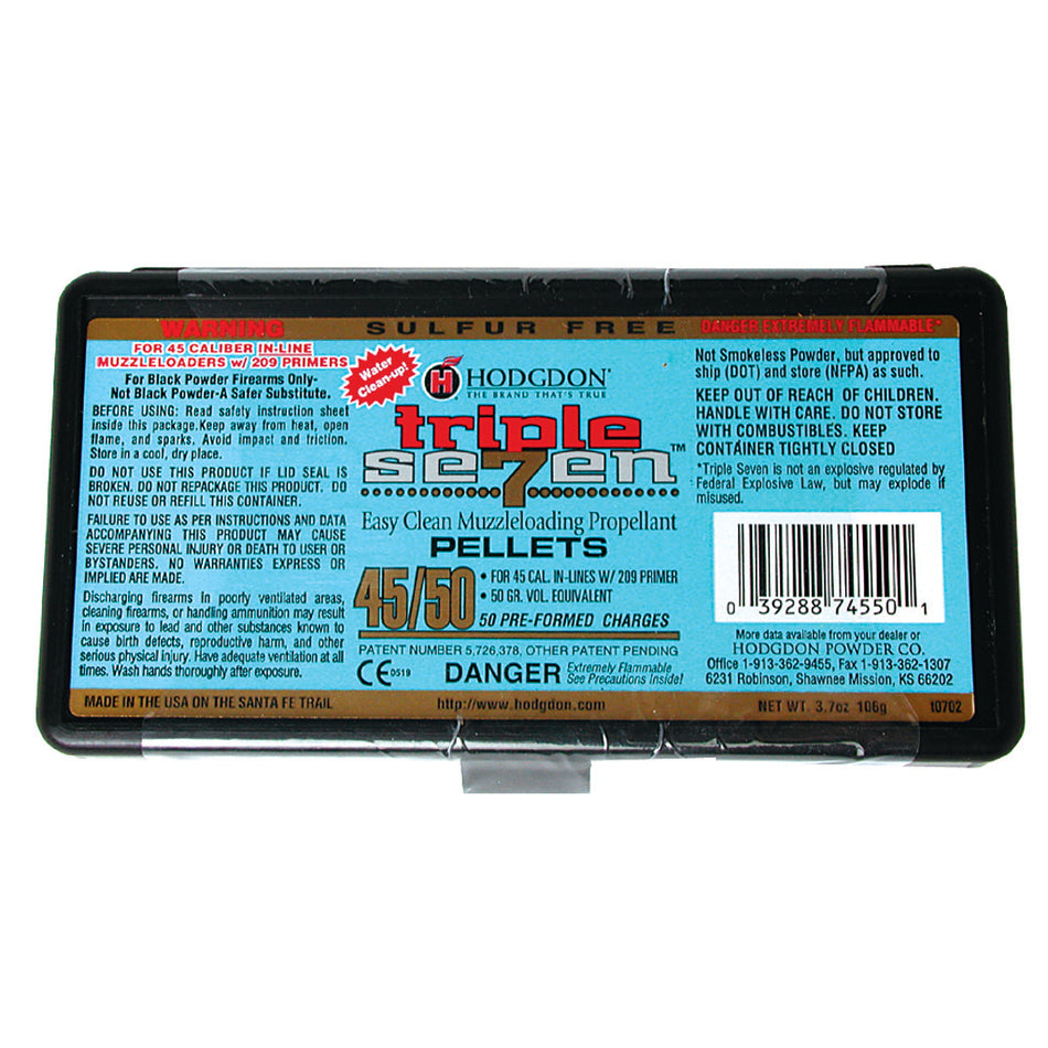 Hodgdon Triple Seven Pellets .45 Cal. 50 Gr. 50 Pk. Hazmat