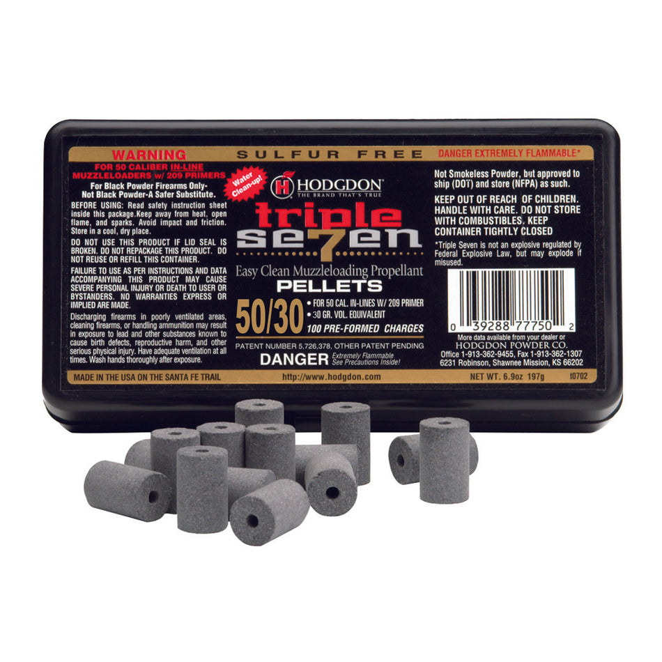 Hodgdon Triple Seven Pellets .50 Cal. 30 Gr. 100 Pk. Hazmat