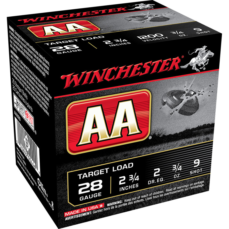 Winchester Aa Target Load 28 Ga. 2.75 In. 3/4 Oz. 9 Shot 25 Rd.