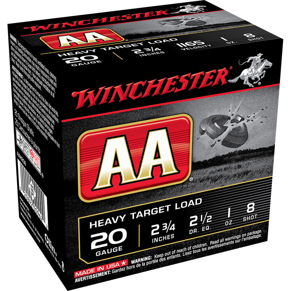 Winchester Aa Heavy Target Load 20 Ga. 2.75 In. 1 Oz. 8 Shot 25 Rd.