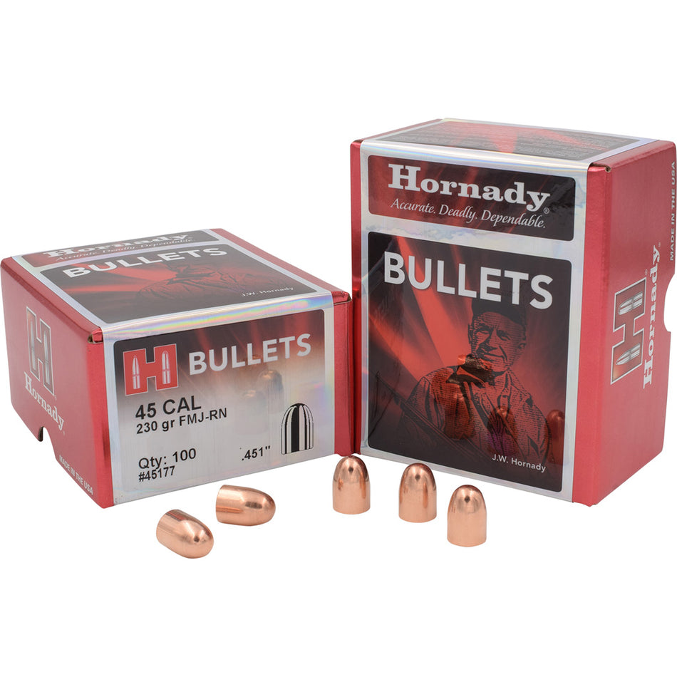 Hornady Fmj Round Nose Bullets 45 Cal. .451 In. 230 Gr. 100 Pk