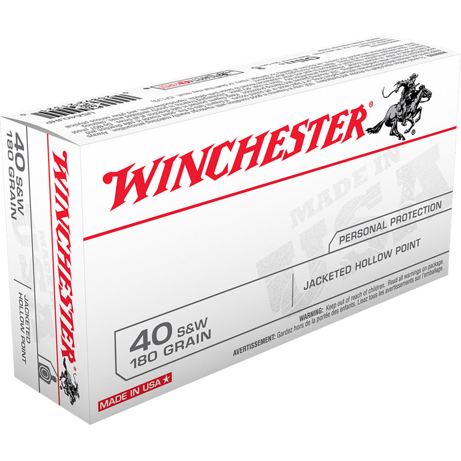 Winchester Usa Pistol Ammo 40 S&w 180 Gr. Jacketed Hp 50 Rd.