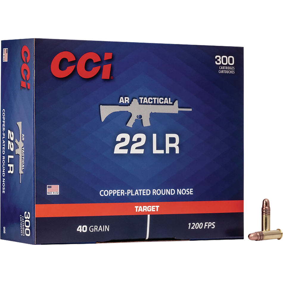 Cci Target & Plinking Ar Tactical Rimfire Ammo 22 Lr 40 Gr. Copper-plated Round Nose 300 Rd.