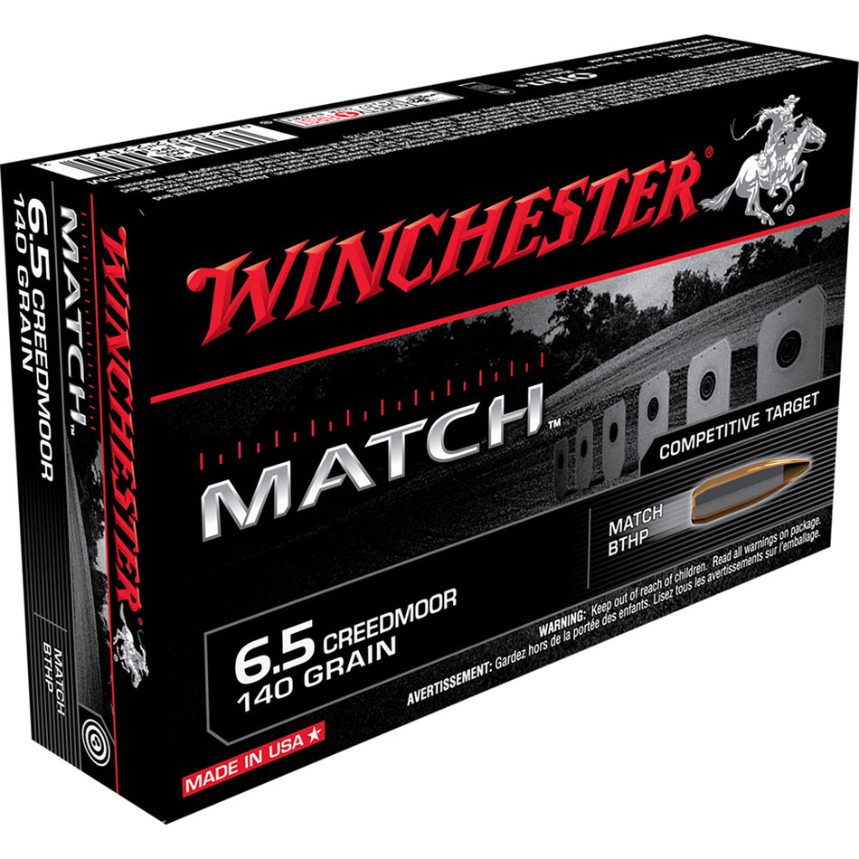 Winchester Match Rifle Ammo 6.5 Creedmoor 140 Gr. Matchking Bthp 20 Rd.