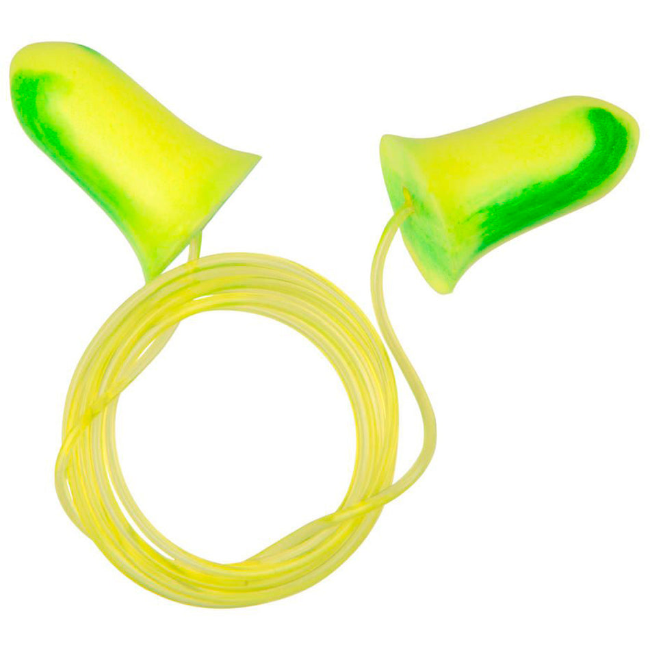 Ultrx Tethered Tapered Foam Plugs Yellow Lime 5 Pr.