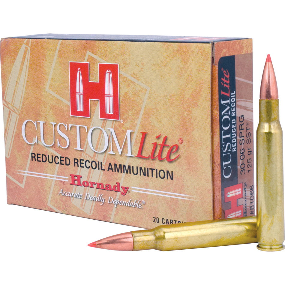 Hornady Custom Lite Rifle Ammo 30-06 Sprg. 125 Gr. Sst 20 Rd.