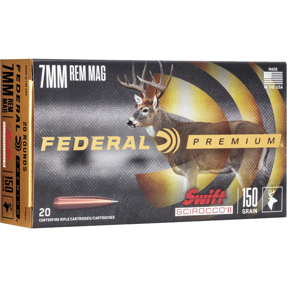 Federal Premium Rifle Ammo 7mm Rem. Mag. 150 Gr. Swift Scirocco 20 Rd.