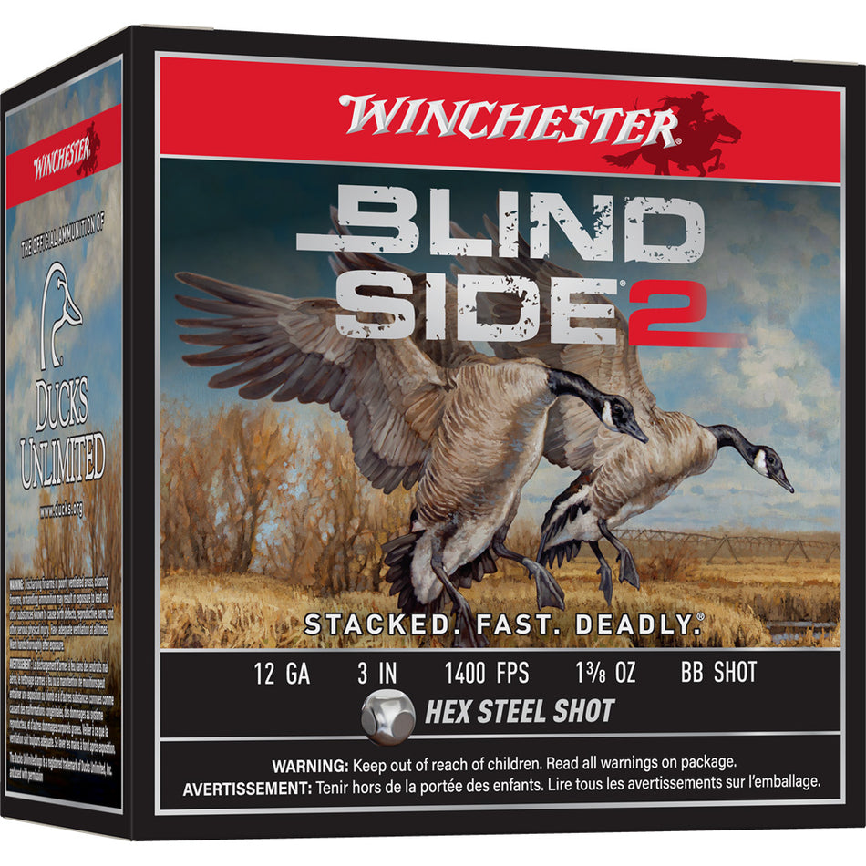 Winchester Blind Side 2 Shotgun Ammo 12 Ga. 3 In. 1 3/8 Oz. Bb Shot 25 Rd.