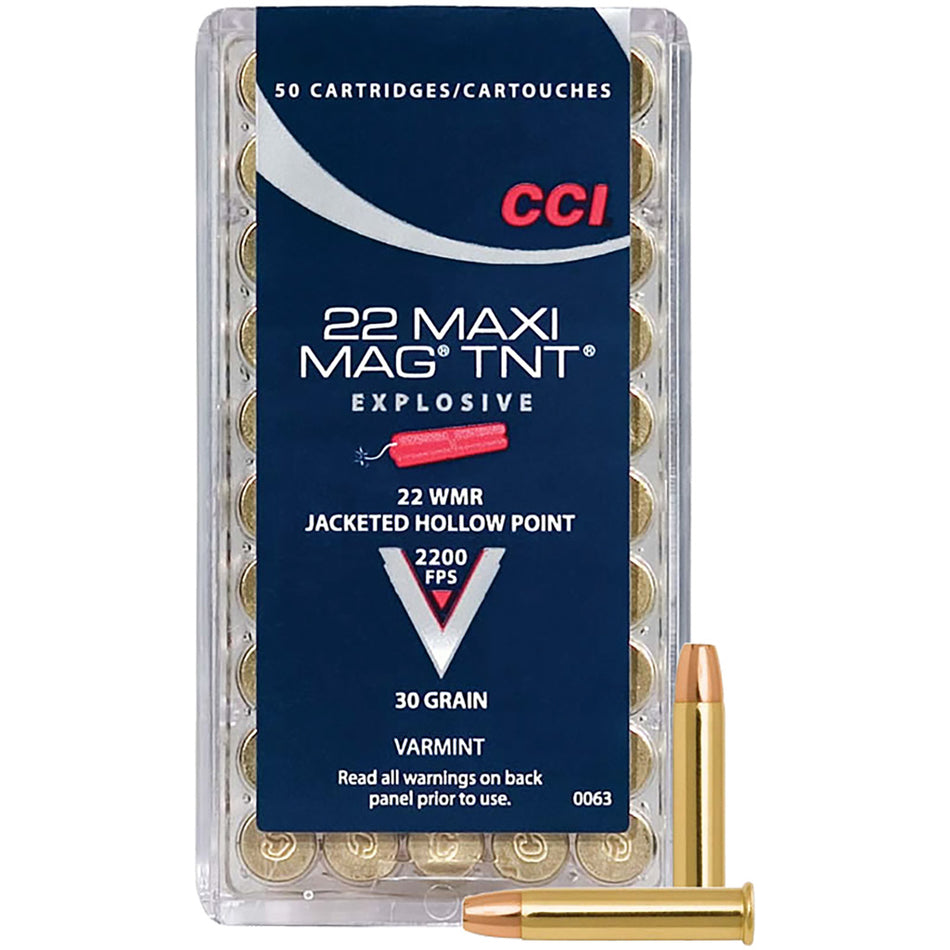 Cci Maxi-mag Tnt Rimfire Ammo 22 Mag 30 Gr. Jacketed Hollow Point 50 Rd.