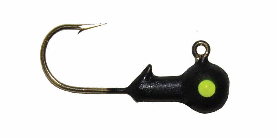 Big Bite Baits Single Eye Jig 1/32oz 10pk - Black/Chartreuse Eye