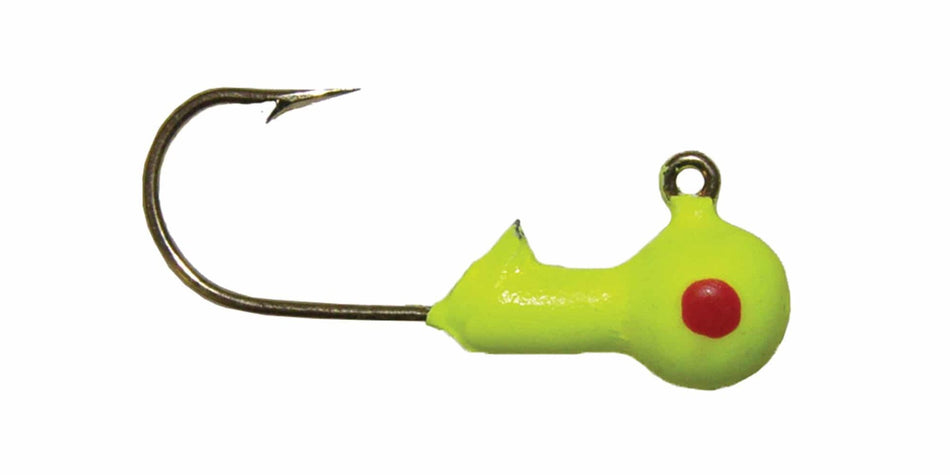 Big Bite Baits Single Eye Jig 1/8oz 8pk - Chartreuse/Red Eye